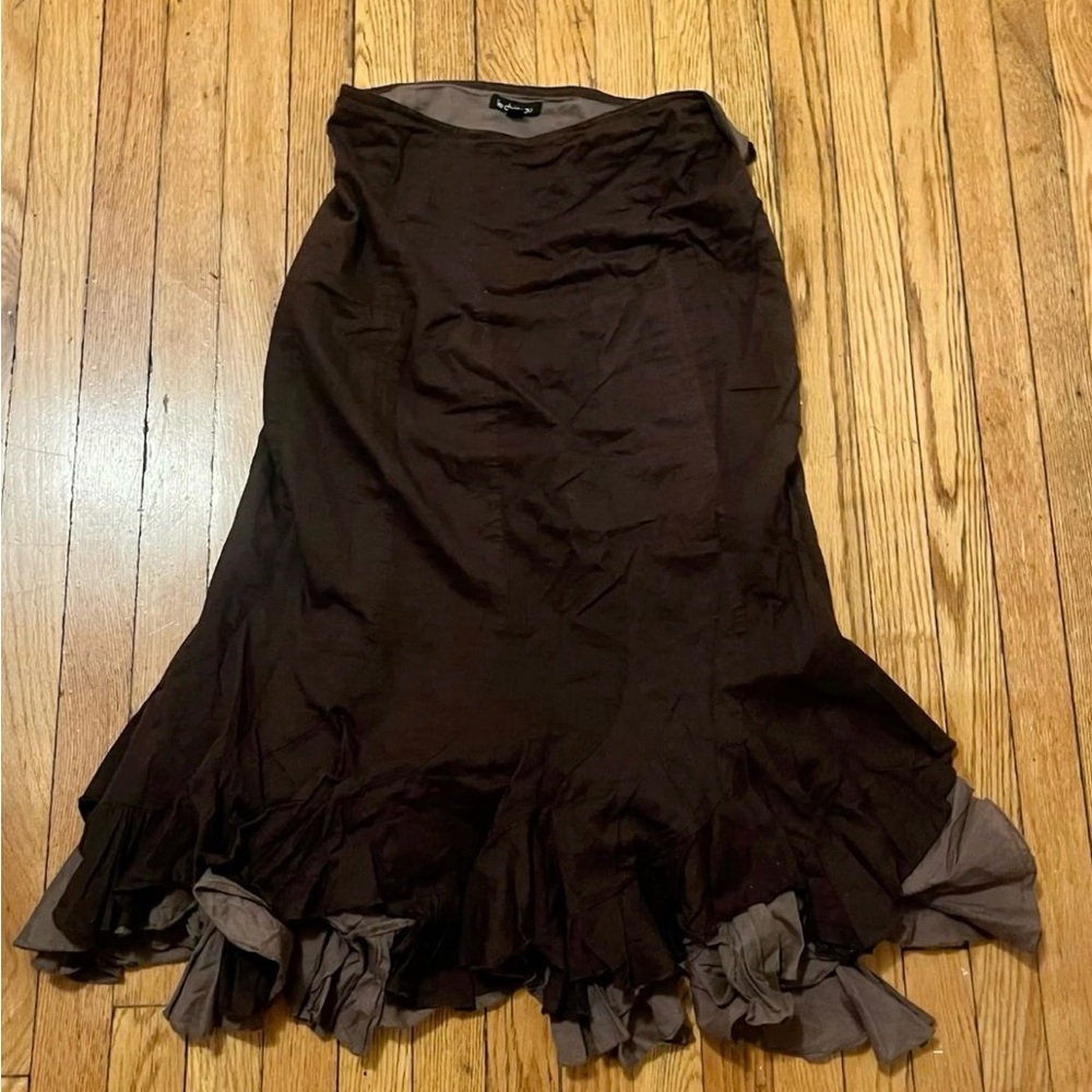 Le Chateau Vintage Brown Wrap Tulip Skirt